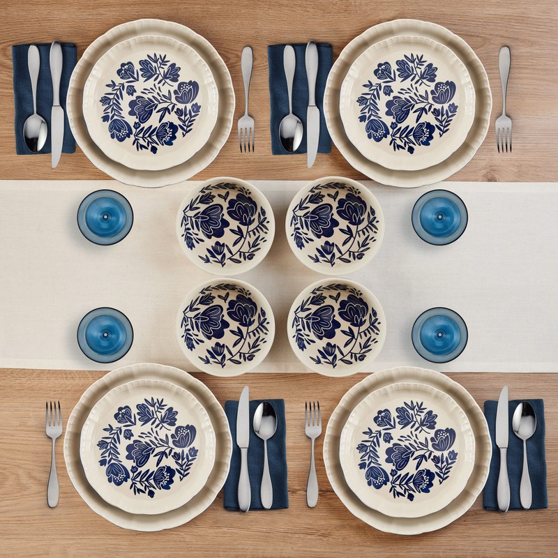 Pfaltzgraff Madison 12-Piece Stoneware Dinnerware Set - Organic Coupe Design
