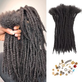 Orientdreads Textured Locs 8-30inch 0.4 0.6 and 0.8 Thickness Options 100% Real Human Hair Dreadlock Extensions for Man/Women Full Head Handmade Permanent loc Extensions Bundles Can Be Dyed Bleached Curled and Twisted (8in 0.6cm (20 strands), Natural bla
