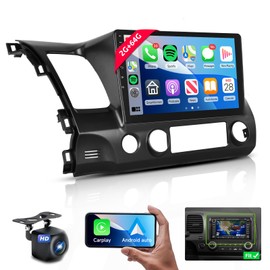 Podofo 2G 64G Car Stereo for Honda Civic 2006-2011 Radio (for GPS Screen) Wireless CarPlay Android Auto MirrorLink, 10.1inch HD IPS Touch Screen Bluetooth GPS 16EQ 28UIs WiFi SWC Backup Camera Mic