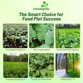Outsidepride Deer Greens Seeds - 50 lbs. Annual, Hardy & Versatile, Deer Food Plot Seeds for Planting Nutrient-Rich, Dense Leafy Greens & Roots for Wildlife Grazing & Winter Gardens