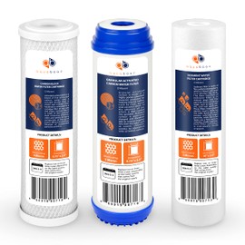 Aquaboon 5 Micron 10 x 2.5 Sediment, GAC, Carbon Filter Replacements Set of 3 Home Water Filters Cartridges Compatible with GAC-10, WHKF-GD05, WHWC