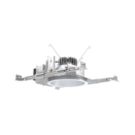 Lithonia Lighting 6" Open Downlight with Adjustable Brightness and 4-in-1 Switchable Light Color, New Construction Recessed Lighting Housing and Trim for Ceiling Light, Includes Junction Box