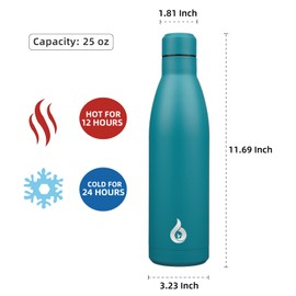 BJPKPK Insulated Water Bottle 25oz Stainless Steel Water Bottles Reusable Metal Thermos Water Bottle Keep Cold And Hot,Laguna