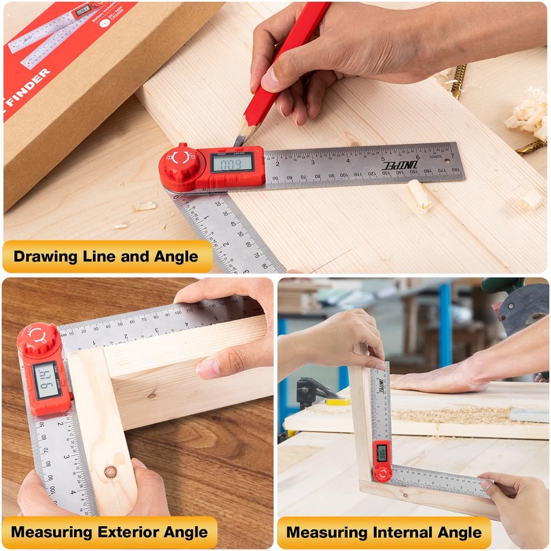 UNIPEC Digital Angle Finder Protractor, Angle Finder Ruler,Stainless steel 7inch