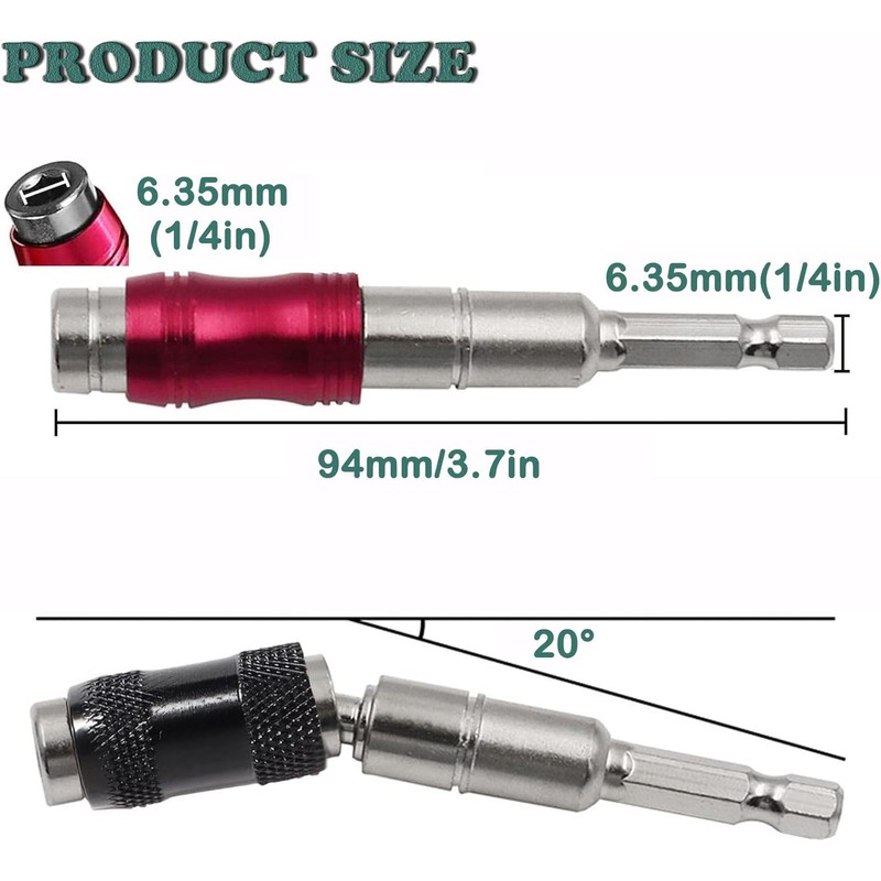 KEWAYO 4PcsMagnetic Pivot Drill Bit Holder, 1/4" Quick Release Magnetic