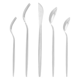 Matte Silverware Set, Oliviola 60-Piece Stainless Steel Flatware Cutlery Set Service for 12, Satin Finish Kitchen Utensil Set, Dishwasher Safe