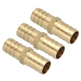 PATIKIL 5/8" Brass Hose Barb Fitting, 5 Pcs Straight Barb Union Fittings Metals Splicer Mender Connector Barbed Adapter Air Hose Repair Kit for Water Oil Fuel Gas