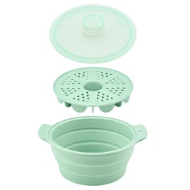 Collapsible Silicone Microwave Steamer with Removable Rack