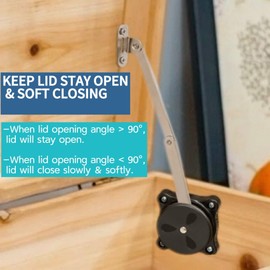 Toy Box Hinges Soft Close - Lid Support Hinges Chest Hinges for Wooden Box Toy Chest, Soft Close Lid Hinges Easy-to-Install Hingex (2 Pack)