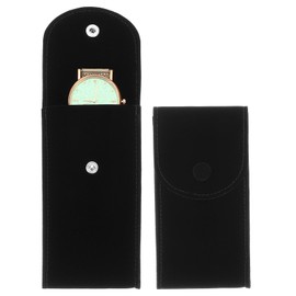 sourcing map Velvet Watch Pouch, Portable Watch Travel Case Soft Watch Storage Bag with Snap Button Inner Pad for Men and Women Gift, Black