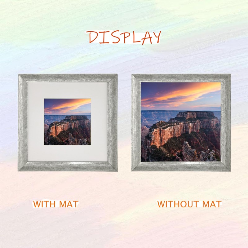 8x8 Picture Frame Gallery Photo Frame with 5x5 mat ,Freestanding