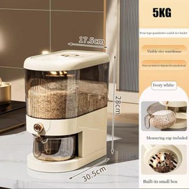 Peaoop 11LB Rice Dispenser, Large Grain Container Storage with Lid Measuring Cylinder Household Cereal Dispenser Bucket for Kitchen Soybean Corn(11lb)