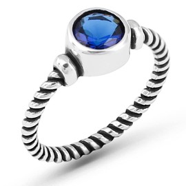 LOMBARDY JEWELRY Genuine 925 Sterling Silver Round Brilliant Cut Blue Sapphire Color Stone Luxury Statement Ring Gift for Her (9)