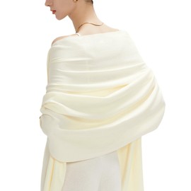 maamgic maamgic Women's Scarf Pashmina Shawls and Wraps for Evening Dresses Travel Office Winter Wedding Cashmere Feel Large Scarves Ivory