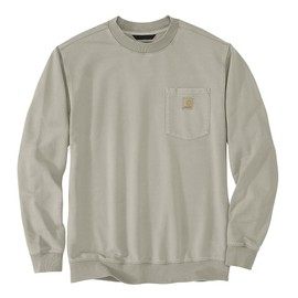 Carhartt Men's Relaxed Fit Midweight Garment Dye French Terry Crewneck Pocket Sweatshirt, Greige, Large