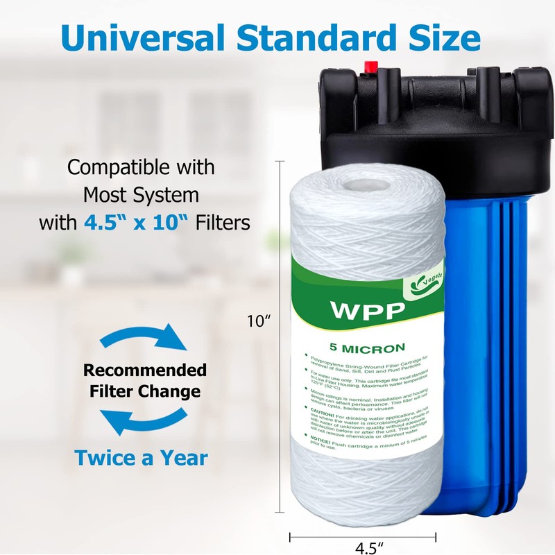 VEGEBE 5 Micron Water Filter 10" x 4.5", 10-inch Whole