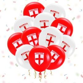 AhfuLife 32pcs England St George Balloons for Euro Decorations 2024, Red and White Latex Balloons for England National Day, St. George's Party Decorations