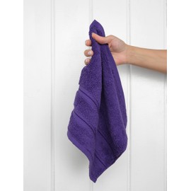 American Soft Linen Luxury Washcloths for Bathroom, 600 GSM 100% Cotton 4 Piece Turkish Wash Cloth Set, 13x13 in Soft Rags for Body and Face, Purple Washcloths