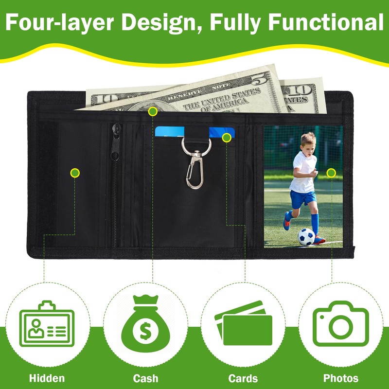 TPTGIAR Football Kids Wallets for Boys Wallet with Lanyard Football