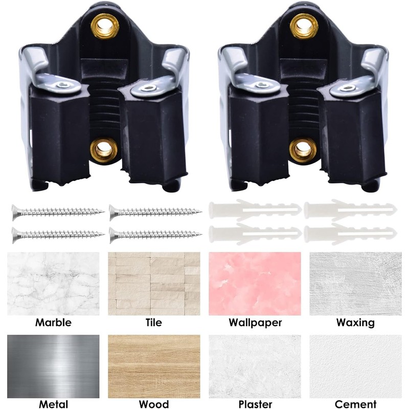 Rixotix 10-Pack Heavy Duty Mop & Broom Holder - Wall-Mounted