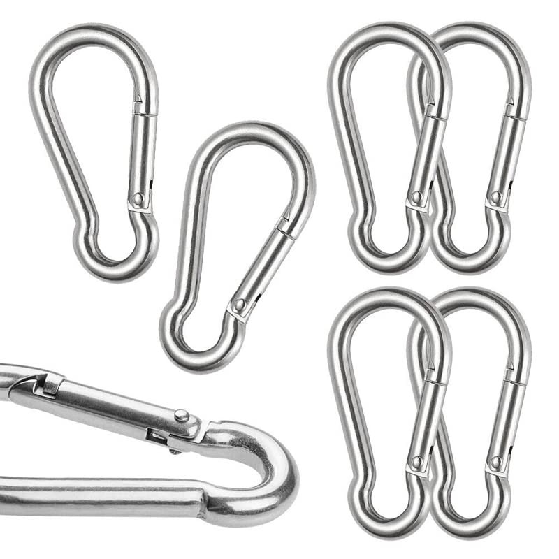 10PCS Premium Stainless Steel Snap Hook Carabiner Ring Screw Keychain
