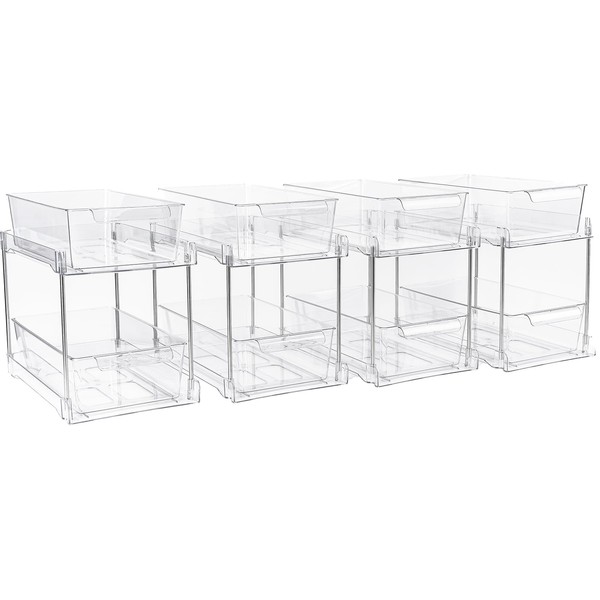 Zero Zoo 4 Pack 2-Tier Bathroom Under Sink Organizers and