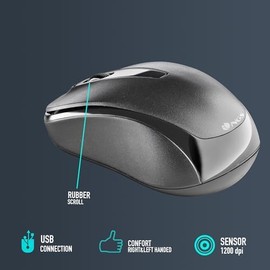 NGS Easy Gamma - Ratón óptico inalámbrico Nano Receptor de 2,4 GHz, 1200 dpi con Puerto USB, 2 Botones  Rueda de Desplazamiento