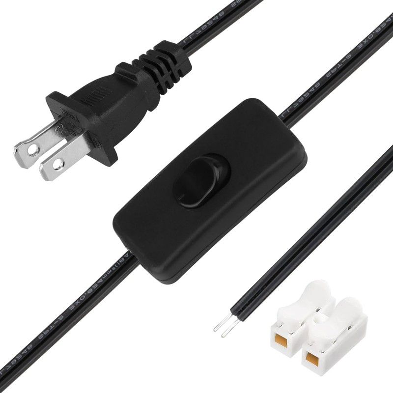 Asjeumt 8FT Lamp Cord with Switch Replacement Lamp Cord Switch