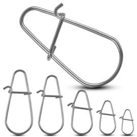 Fishing Duo Lock Snap Swivels Nice Snaps Stainless Steel Quick Change Lure Clips Fishing Gourd Pin Clip Fishing Lure Hook Connector for Freshwater Saltwater Fishing, Size 1#-5#(2#-55Lb-100pcs)