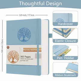 Dzhzal Tree Pattern Lined Notebook B5 365 Pages College Ruling 100gsm Thick Notebooks for Writing, Hardcover Leather Diary for Women and Men for Work, Business, School
