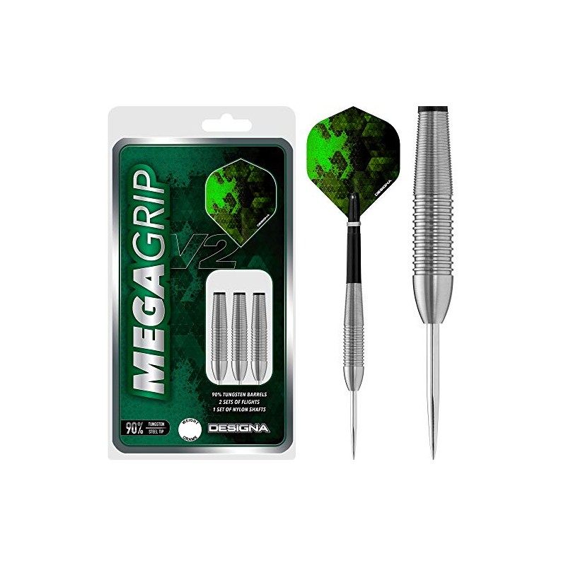 Designa Darts Set 23g 25g Mega Grip V2 Tungsten Rear