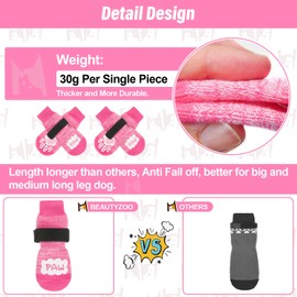 BEAUTYZOO Dog Socks Non-Slip Adjustable Paw Protection for Dogs with Velcro Fastening for Indoor and Outdoor Dog Shoes Paw Protection Summer Pet Paws Protection Traction Control