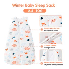Mosebears Sleep Sack Baby Winter Wearable Blanket with 2-Way Zipper,2.5 TOG Cotton Sleep Sack Unisex