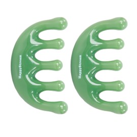 HappyStream Scalp Massage Tool Head Massager. Resin Massage Comb Gua Sha Fascial Tools for Scalp Care Hair Growth Stress Relax Headaches Meridian Acupoint Treatment Trigger Point Therapy. (Green)