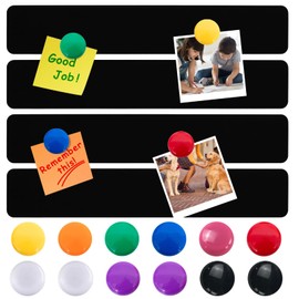 Metal Magnetic Strips with Adhesive Backing Memo Strip Black Magnet Bulletin Board with 12 Colorful Magnet for Wall Kitchen Office (4 Pcs, 2 x 12 Inch)