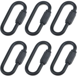 Nicerity Heavy Duty D Shape Chain Locking, M4 4MM Chain Quick Link Connector- Black (Pack of 6)