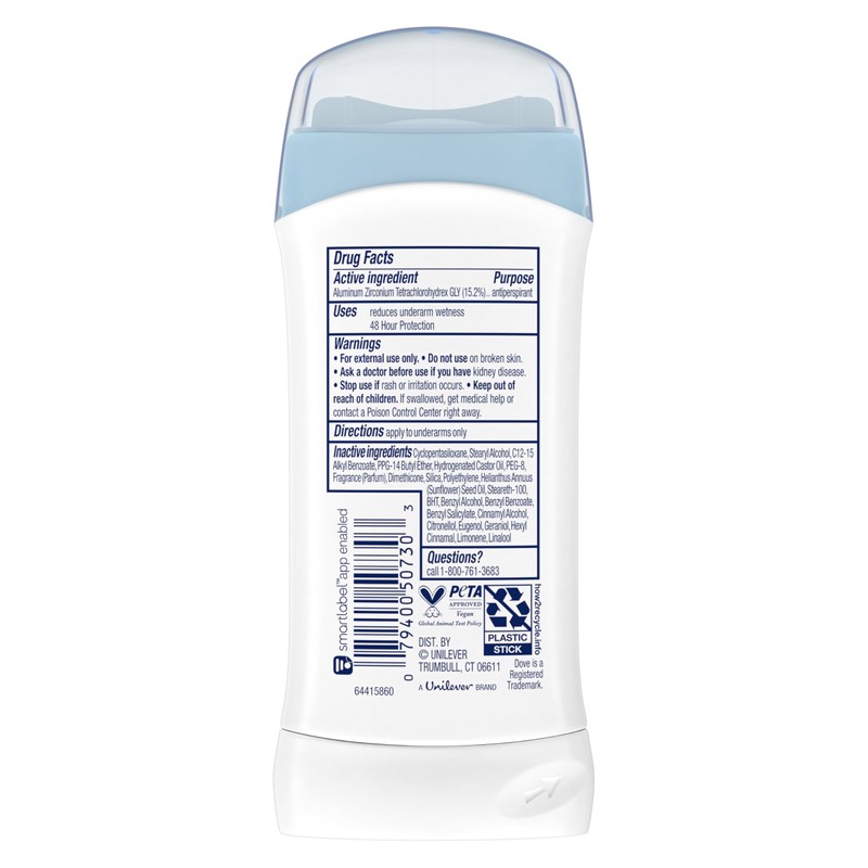 Dove Invisible Solid Antiperspirant Deodorant Stick 2 Count Original Clean,
