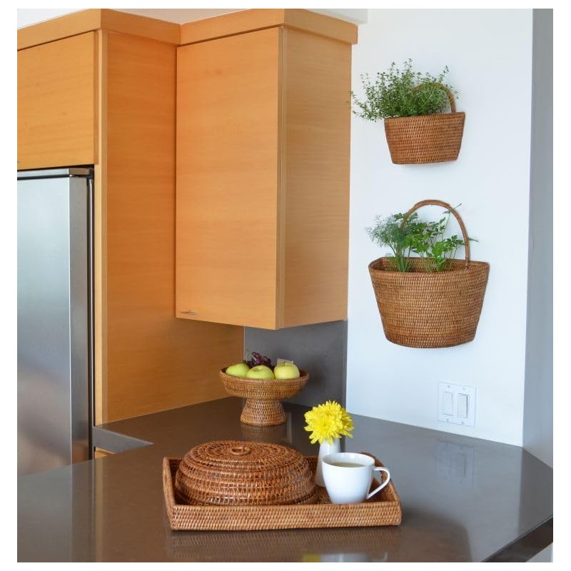 KOUBOO La Jolla Rattan Wall Storage Basket with Handle, Hanging