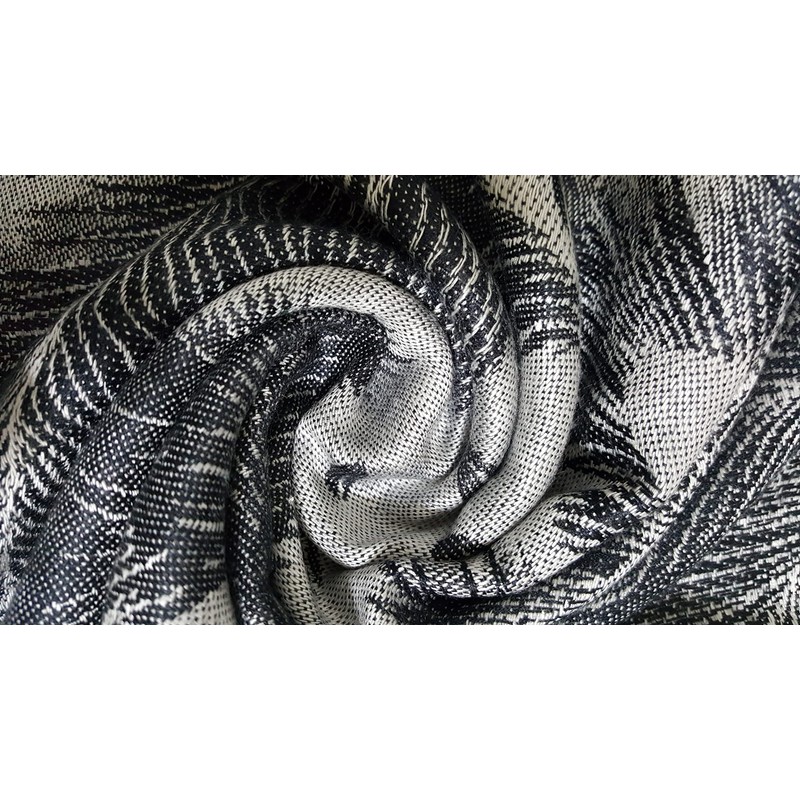 GFM® Pashmina Style Scarf in Peacock Feathers Design - Black