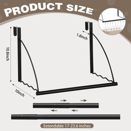 Menkxi The Door Hooks Hanger Adjustable Length Over The Door Rack for Hanging Towels, Coats and Clothes Space Saving Hanging Storage Hanger for Clothes, Coats, Towels for Bedroom Bathroom (Black)