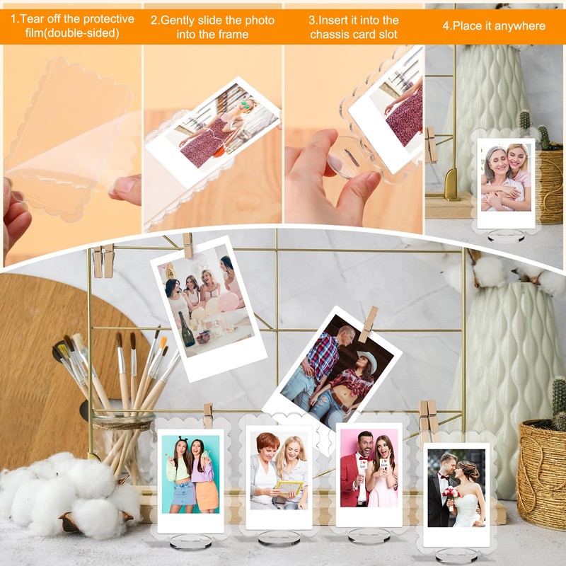 Marspark 15 Pcs 4x2inch Acrylic Photo Frame with Base Acrylic