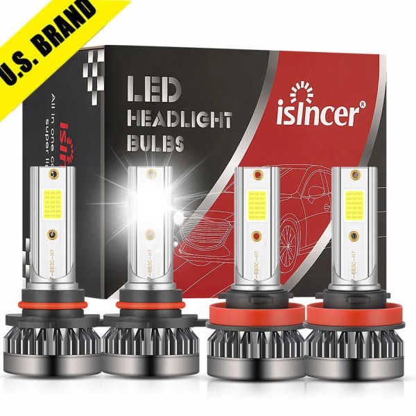 iSincer 9005+H11 LED Headlight Super Bright Bulbs Kit 6000k White