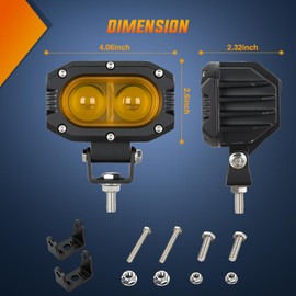 Nilight LED Pod Light 48W 4 Inch 2 PCS Yellow Spot Beam Driving Lights LED Pods IP67 Waterproof Auxiliary Offroad Lighting for Truck Tractor SUV ATV UTV Golf Cart Boat Motorcycle Dirt Bike