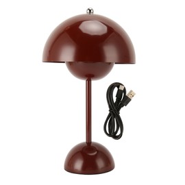 Mushroom Table Lamp 1800mAh LED 3 Lighting Modes USB Type C Stepless Dimming Touch Dimmable Small Bedside Table Lamp for Home Office Wine Red