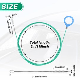 LEONTOOL Auto Sunroof Drain Cleaning Tool, 118 Inch Long Pipe Cleaner Flexible Drain Brush with 8.5 Inch Tube Cleaning Brush Car Sunroof Drain Hole Cleaner for Drains, Sewers, Windshields