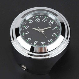 EVGATSAUTO Motorcycle Handlebar Watch, 7/8 Inch 1 Inch Motorcycle Handlebar Mount Clock Precise Time Gauge (Black)