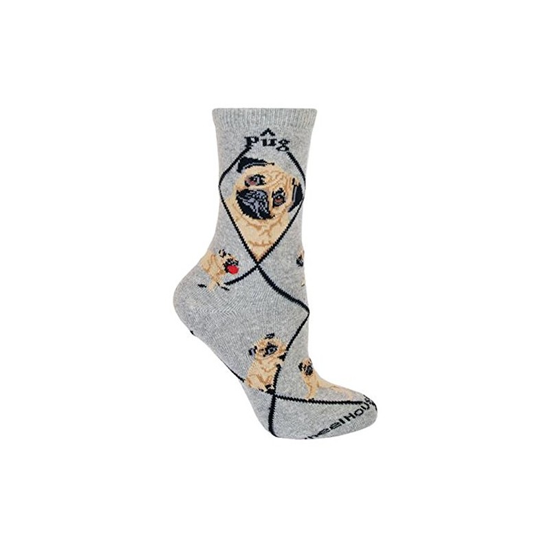 Wheel House Designs Pug Dog Gray Large Cotton Socks