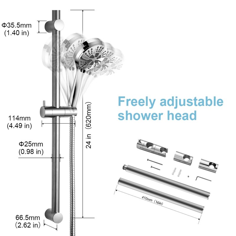 OFFO Shower Slide Bar 24 in Segmental Slide Bar Adjustable