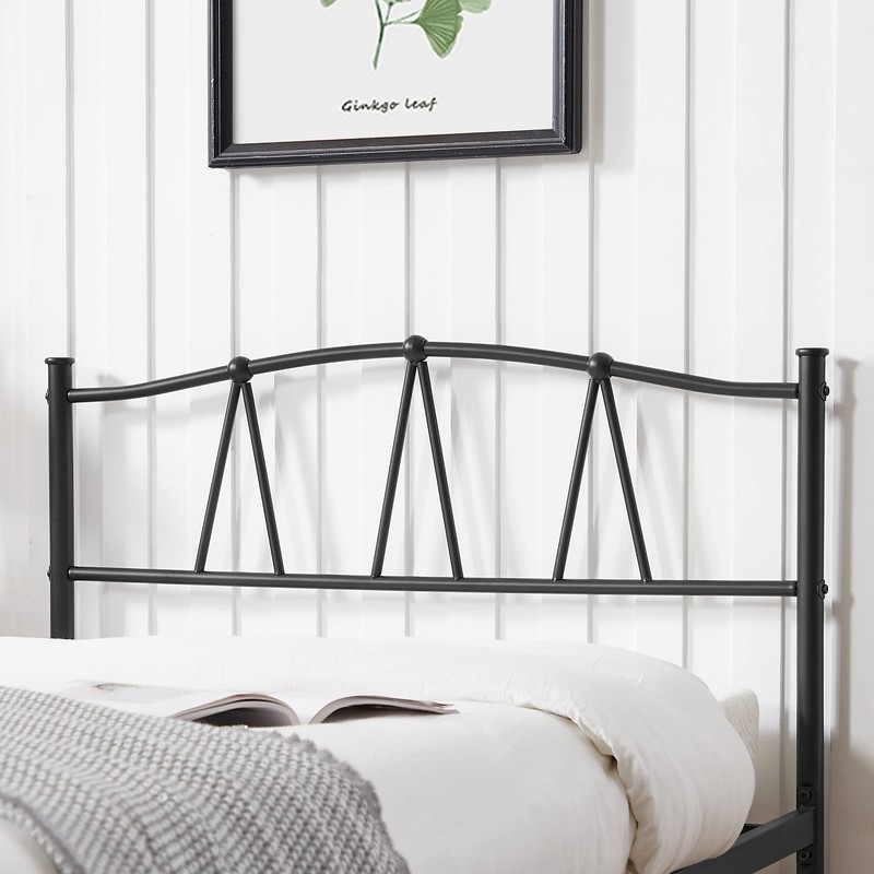VECELO Twin Size Bed Frame with M Shape Headboard/Mattress Foundation/No