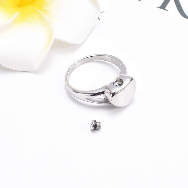 Simple Heart Cremation Urn Ring for Ashes Hold Loved Ones